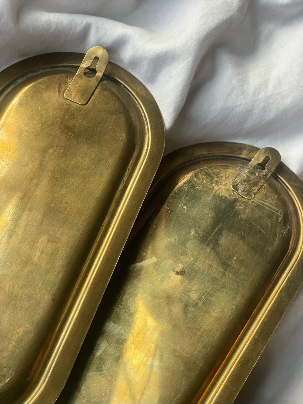 Vintage PAIR Solid Brass Oval Candle Wall Sconces